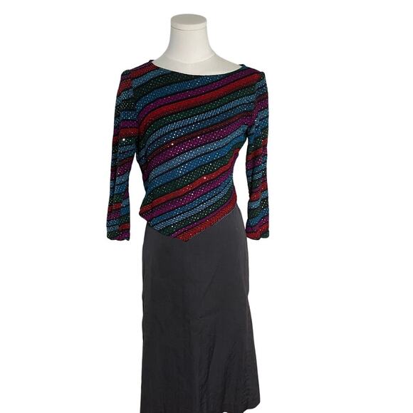 St. John Evening Sequin Stretch Knit Asymmetrical Top Size 8 Cocktail Party - Picture 1 of 12